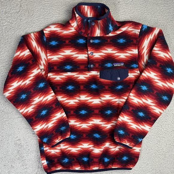 Patagonia Sweaters - Patagonia Womens Synchilla Snap T Fleece Pullover Sweater Aztec Red  Size XS